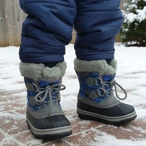 Sorel Toddler Little Boy Size 7 YOOT PAC Waterproof Winter Snow Boots Blue‎ Gray